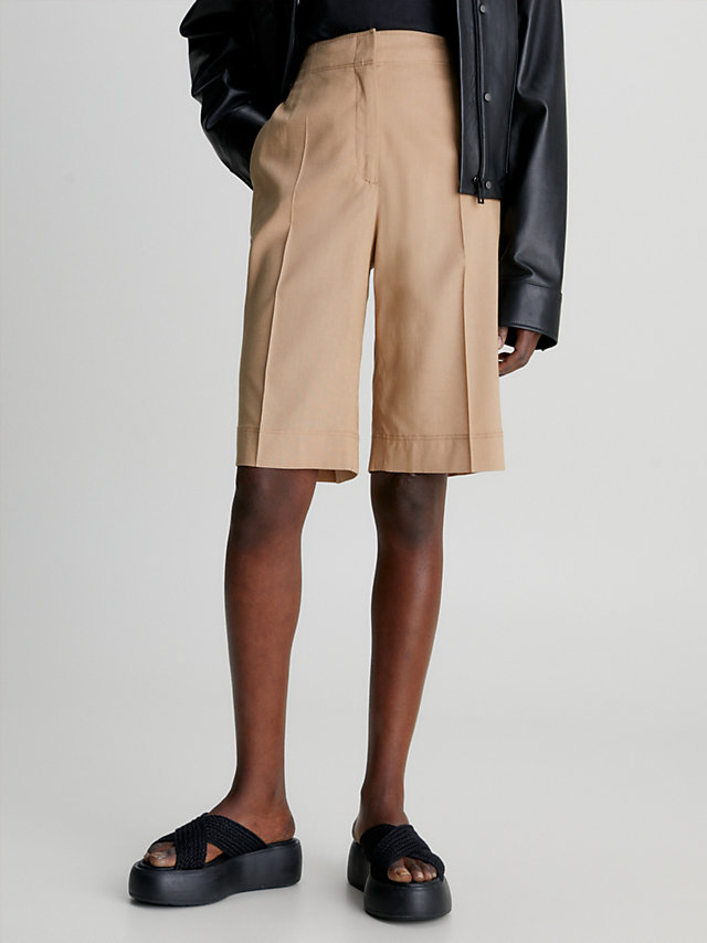 Timeless Camel Soft Tailored Tencel Shorts undefined women Calvin Klein
