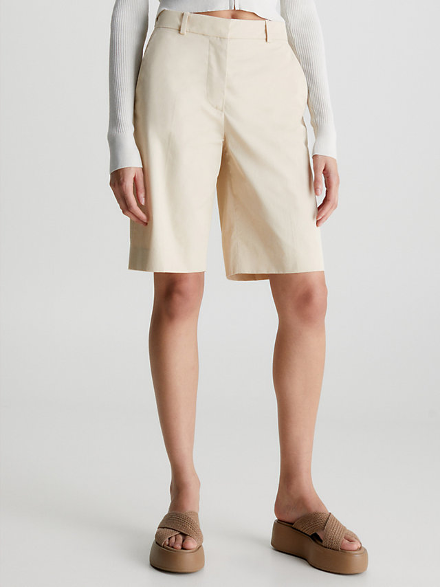Smooth Beige Twill Shorts undefined women Calvin Klein