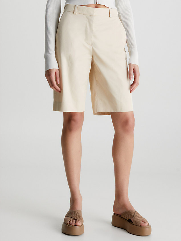 beige twill shorts for women calvin klein