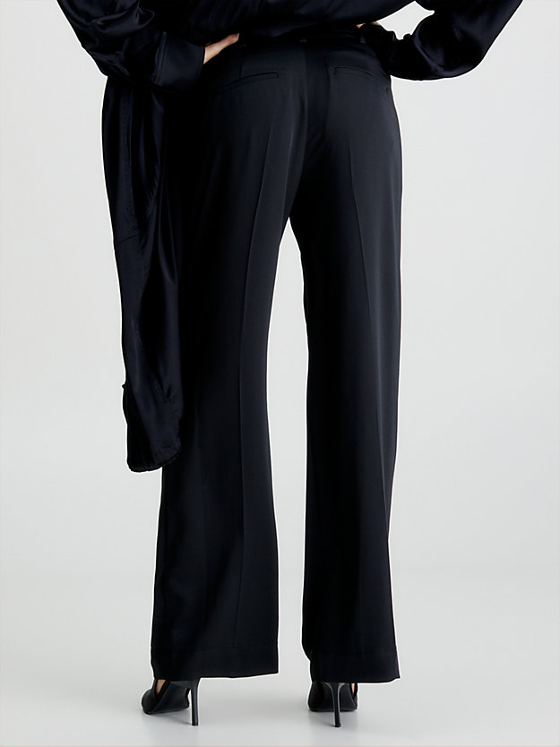 ck black wide leg trousers for women calvin klein