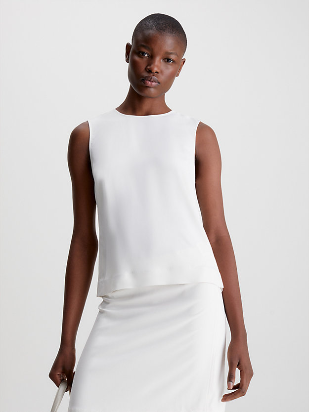 chalk recycled crepe tank top for women calvin klein
