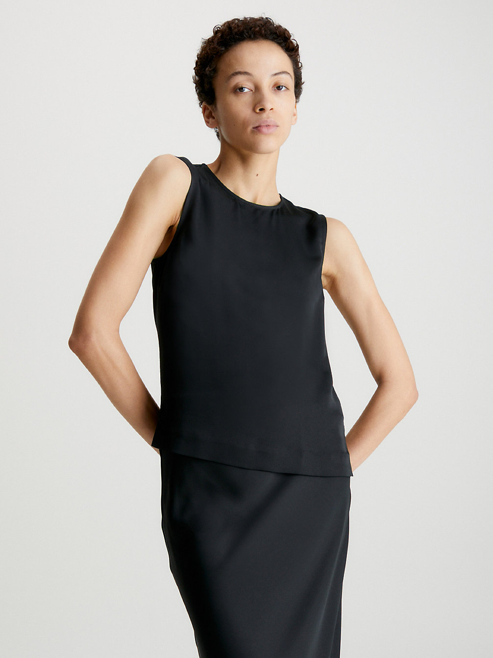 CK BLACK Slim Recycled Crepe Tank Top undefined women Calvin Klein