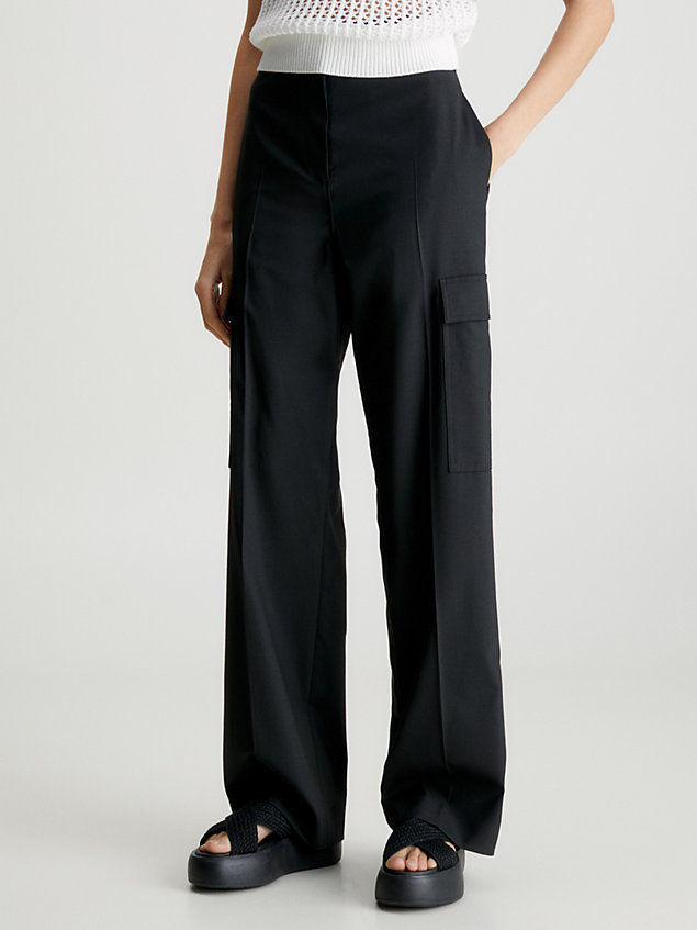 black tailored cargo trousers for women calvin klein
