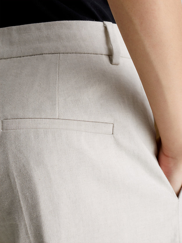 smooth beige linen wide leg trousers for women calvin klein