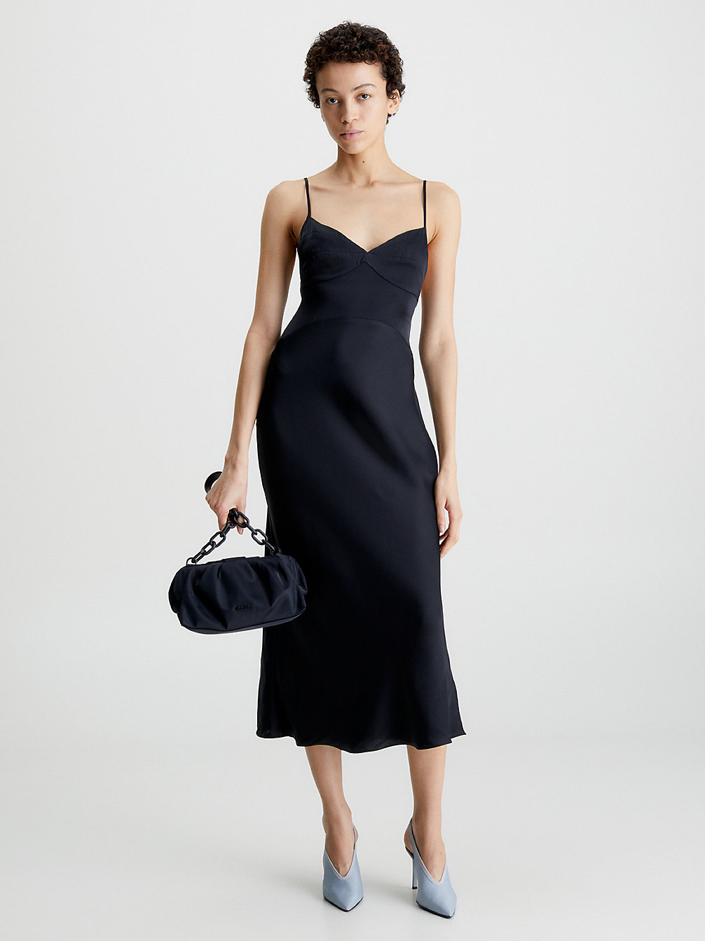 CK BLACK Slim Midi Satin Slip Dress undefined women Calvin Klein