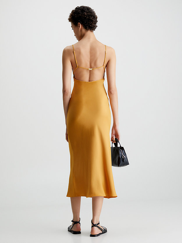 VINTAGE GOLD Slim Midi Satin Slip Dress for women CALVIN KLEIN