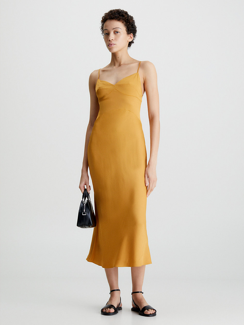VINTAGE GOLD > Wąska Wsuwana Sukienka Midi Z Satyny > undefined Kobiety - Calvin Klein