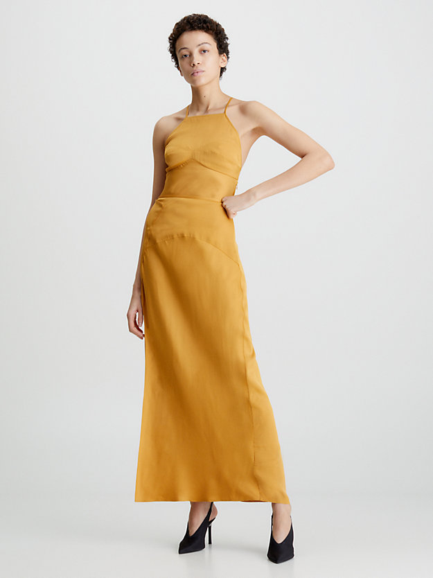 VINTAGE GOLD Slim Satin Maxi Skirt for women CALVIN KLEIN