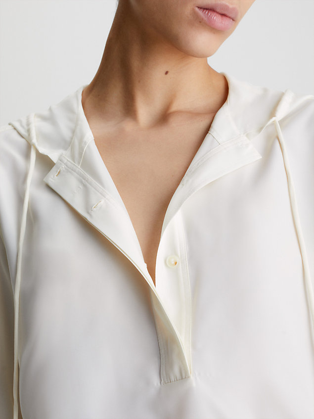white bluza z kapturem z materiału spadochronowego dla kobiety - calvin klein