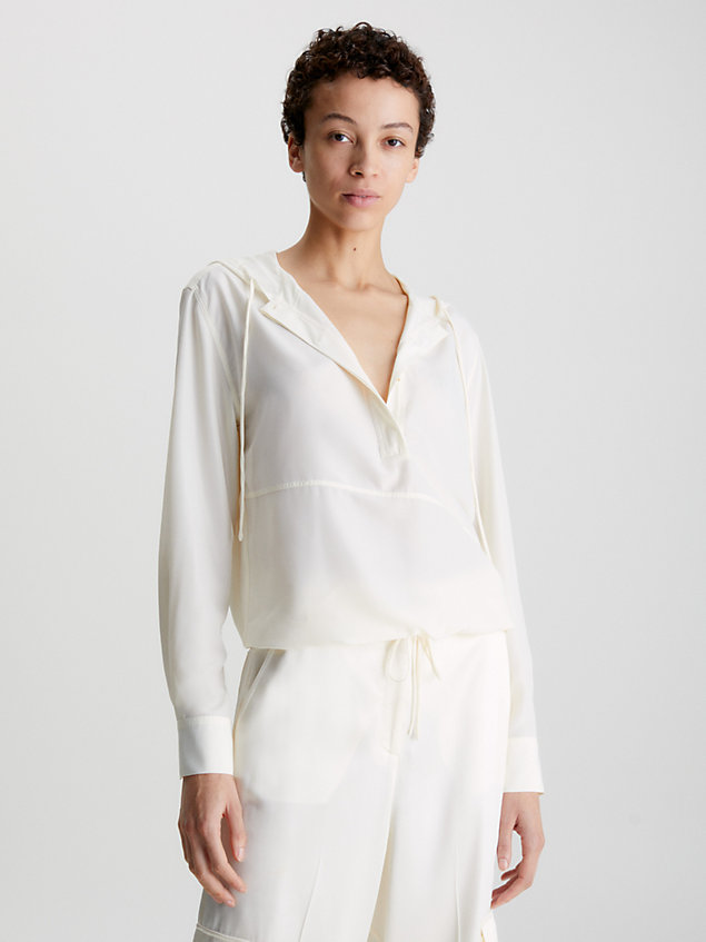 sweat-shirt à capuche parachute white pour femmes calvin klein