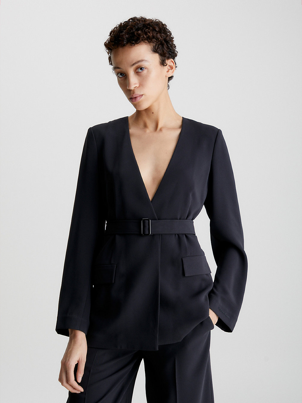 CK BLACK Belted Twill Blazer undefined women Calvin Klein
