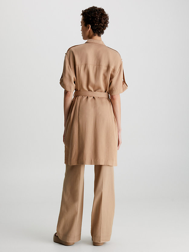 TIMELESS CAMEL Lässiges Hemdkleid aus Tencel-Leinen für Damen CALVIN KLEIN