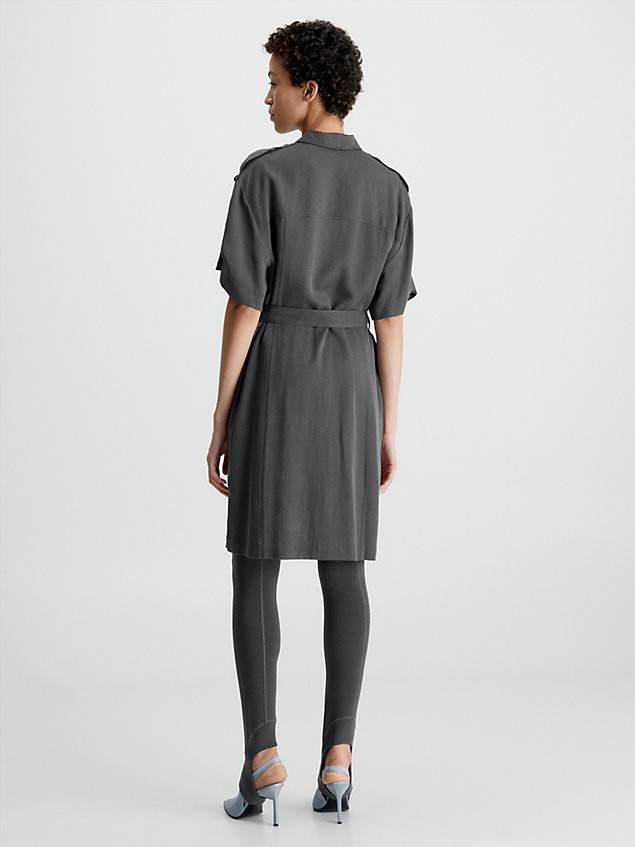 grey lässiges hemdkleid aus tencel-leinen für damen - calvin klein