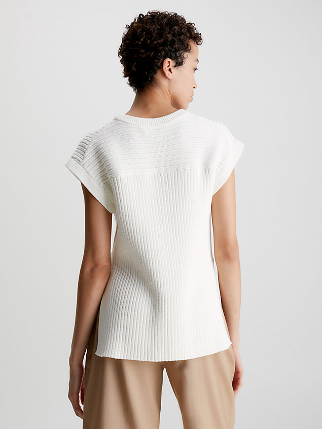 white knitted vest for women calvin klein