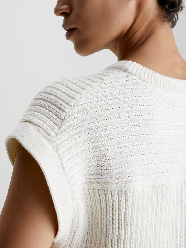 white knitted vest for women calvin klein