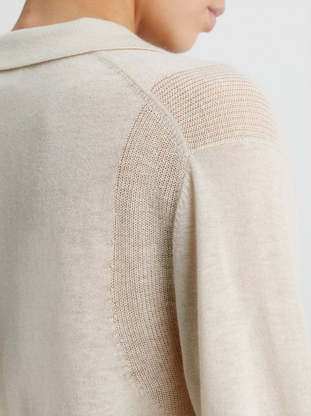 SMOOTH BEIGE Lyocell Wool Polo Jumper for women CALVIN KLEIN