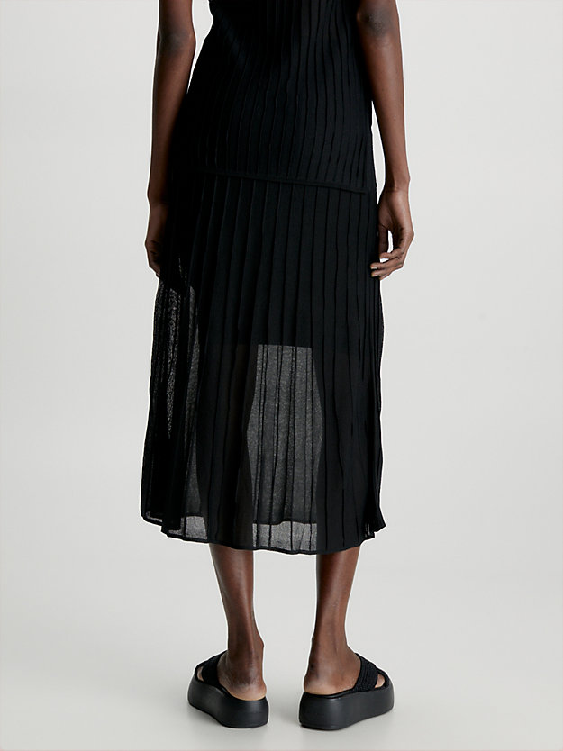 CK BLACK Sheer Ottoman Layered Skirt for women CALVIN KLEIN