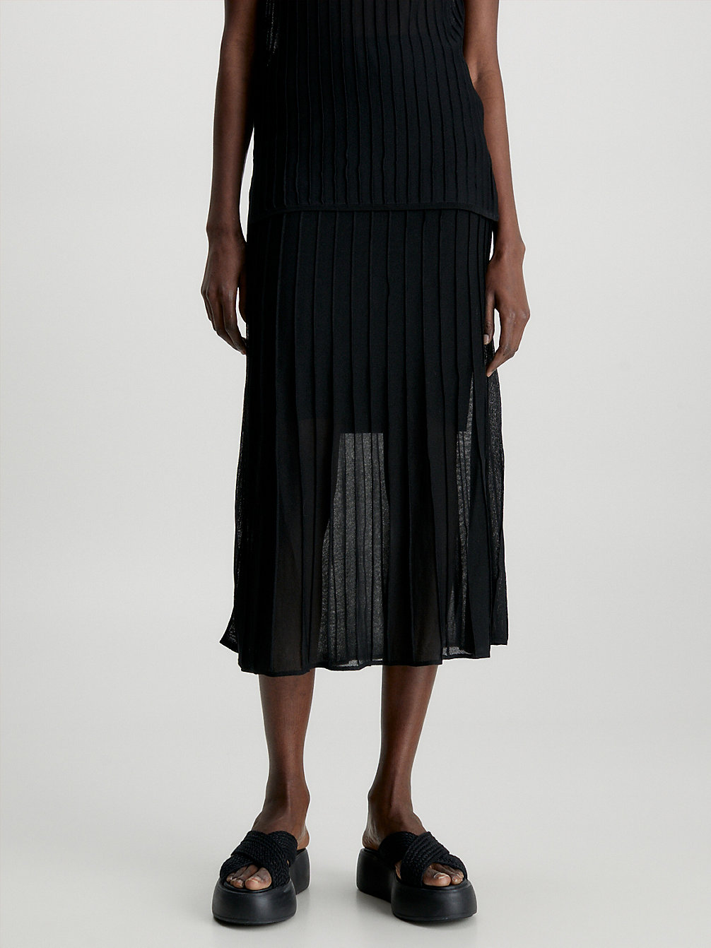 CK BLACK > Prześwitująca Warstwowa Spódnica W Poprzeczne Prążki > undefined Kobiety - Calvin Klein
