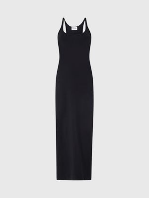 ck black slim stretch jersey slip dress for women calvin klein