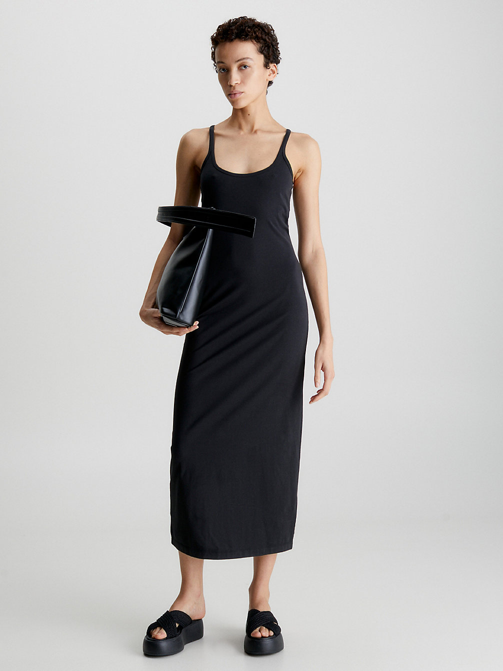 CK BLACK Slim Strappy Jersey Slipkleid undefined Damen Calvin Klein