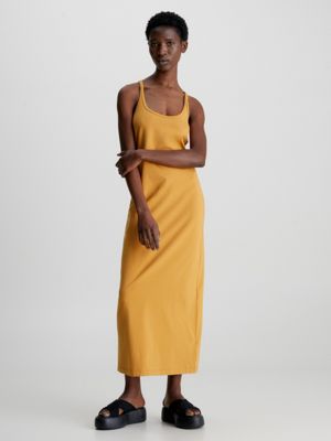 Mustard yellow slip dress sale