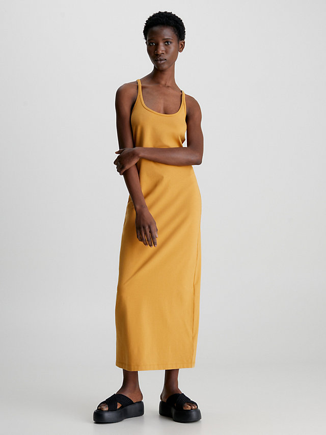 Vintage Gold Slim Strappy Jersey Slipkleid undefined Damen Calvin Klein