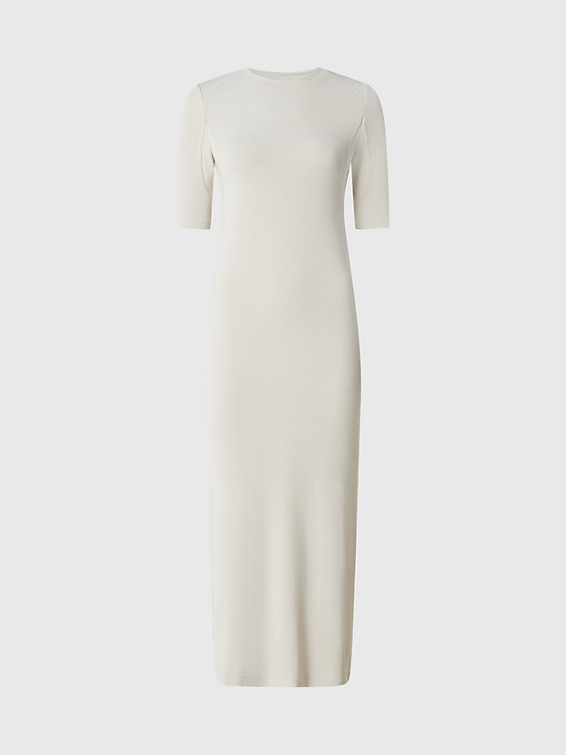 SMOOTH BEIGE Sukienka midi ze ściągaczowego modalu dla Kobiety CALVIN KLEIN