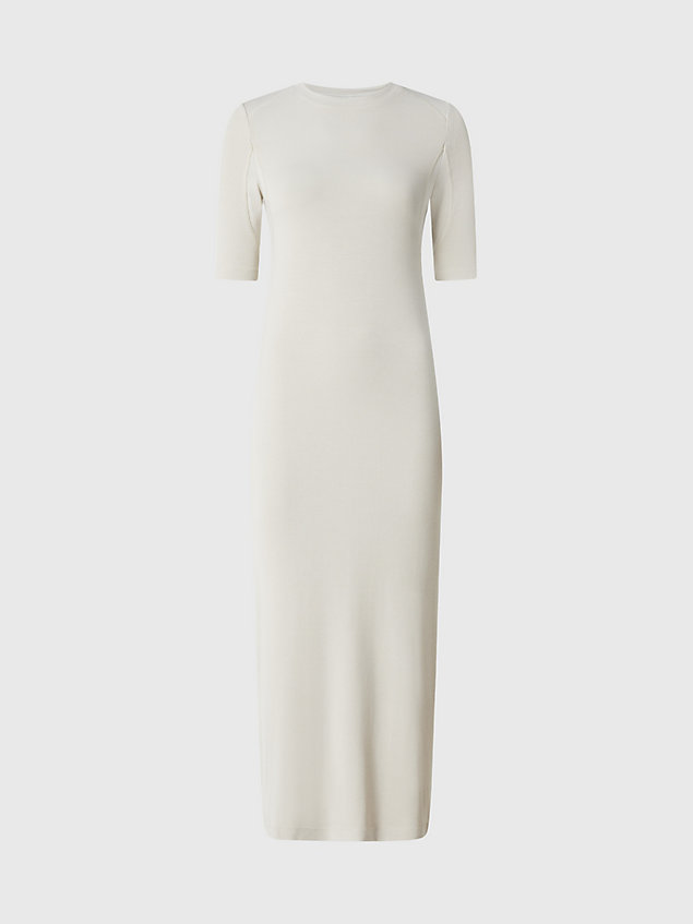 beige sukienka midi ze ściągaczowego modalu dla kobiety - calvin klein