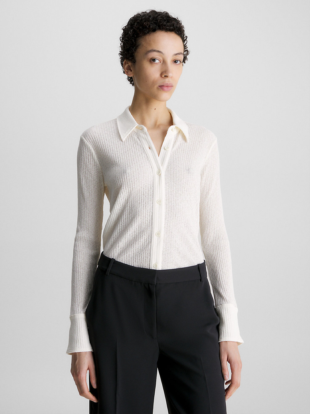 VANILLA ICE Skinny Crepe Ribbed Shirt undefined women Calvin Klein
