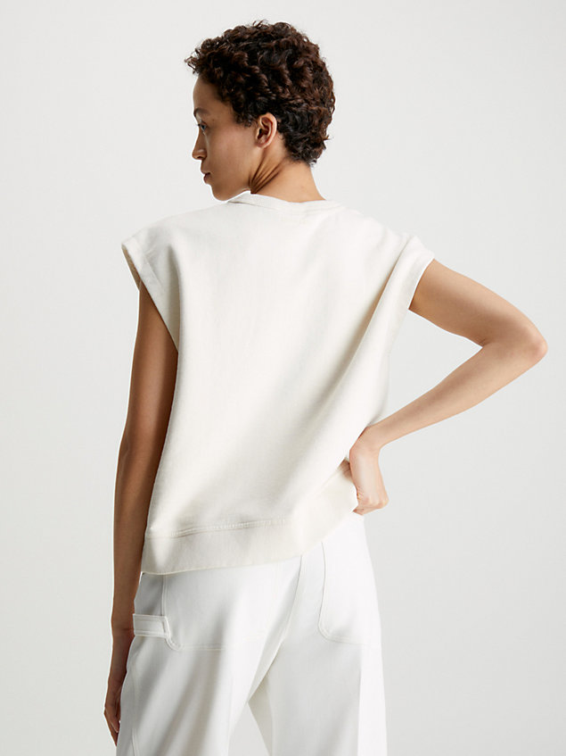 white strukturalna bluza z bardzo krótkimi rękawami dla kobiety - calvin klein