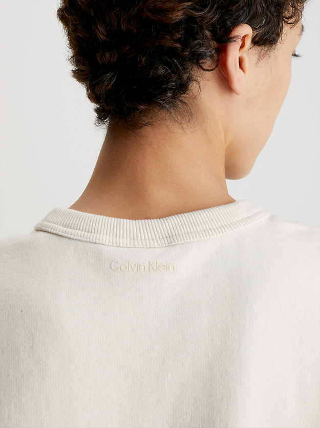 raw ecru textured cap sleeve sweatshirt for women calvin klein
