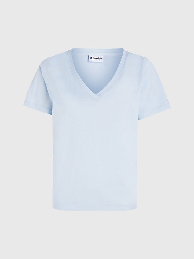 blue v-neck t-shirt for women calvin klein