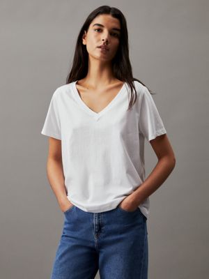 Calvin klein white outlet t shirt v neck