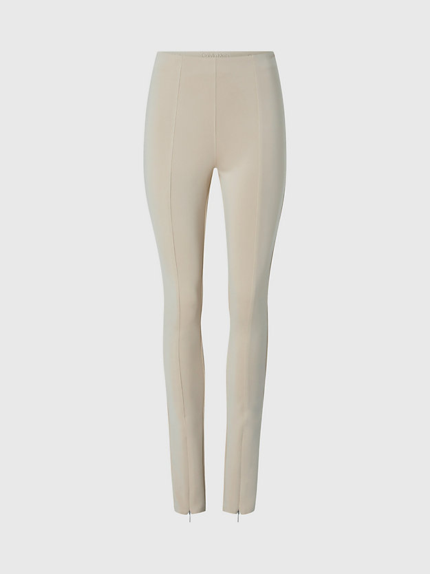 smooth beige skinny technical knit leggings for women calvin klein