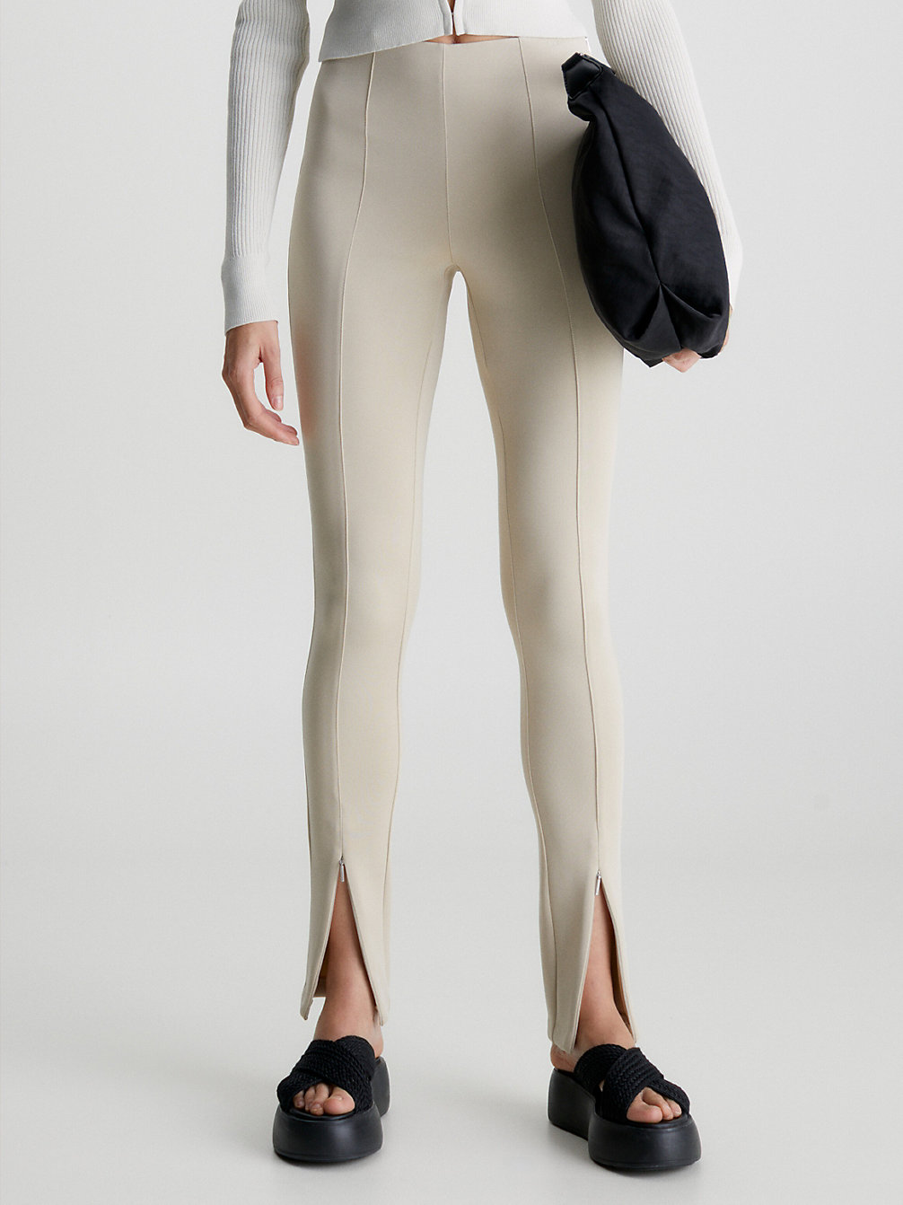 SMOOTH BEIGE Skinny Technical Strick-Leggings undefined Damen Calvin Klein