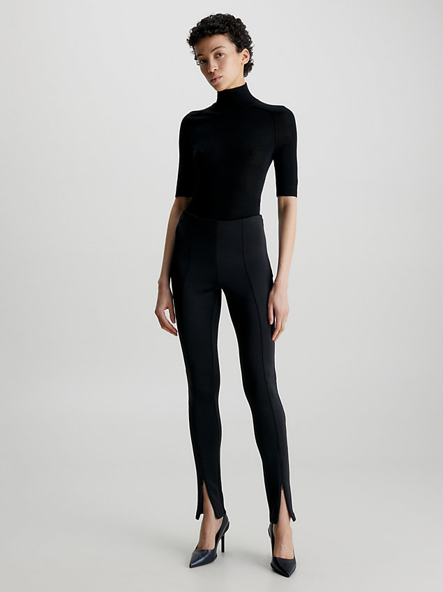 black skinny technical strick-leggings für damen - calvin klein