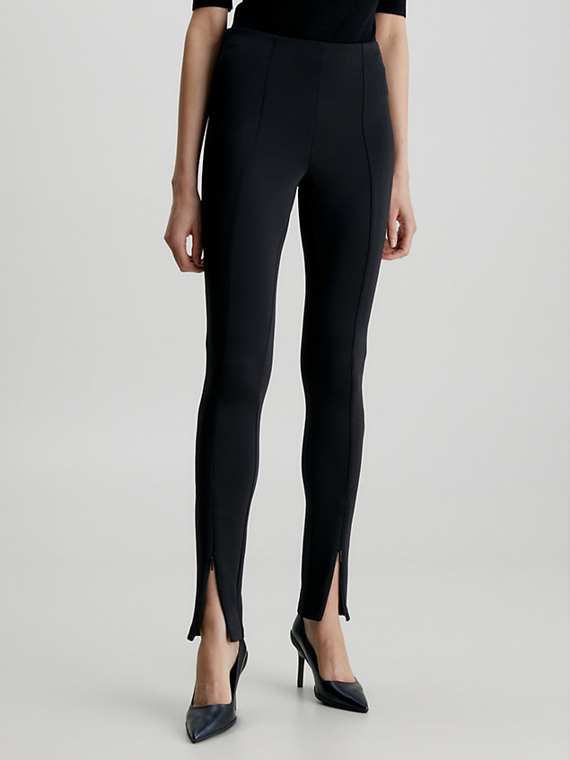 black skinny technical strick-leggings für damen - calvin klein