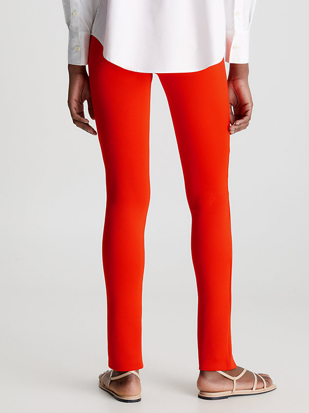 red skinny technical strick-leggings für damen - calvin klein