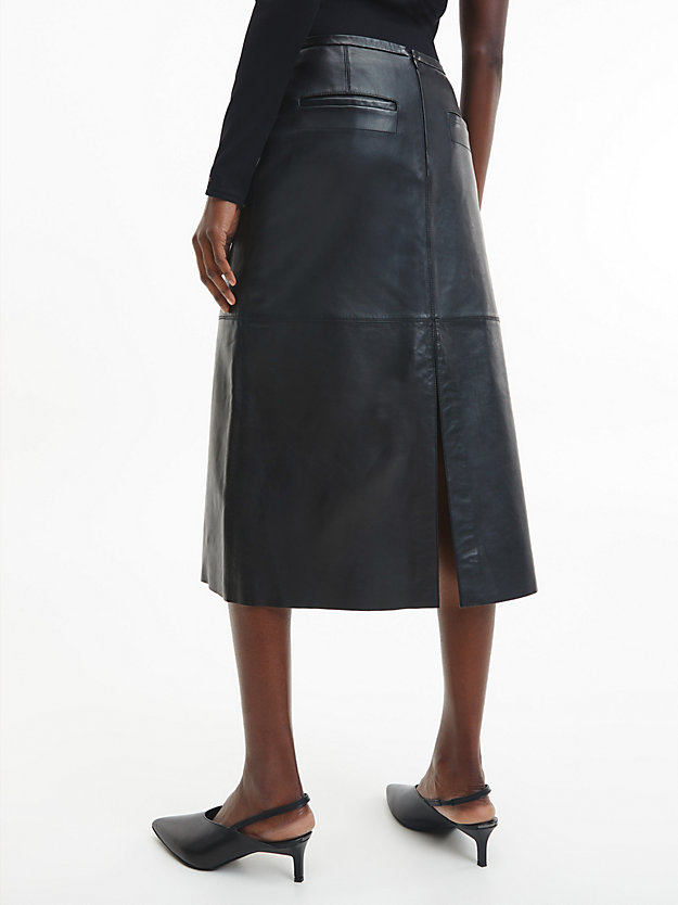 CK BLACK Leather Slit Detail Skirt for women CALVIN KLEIN