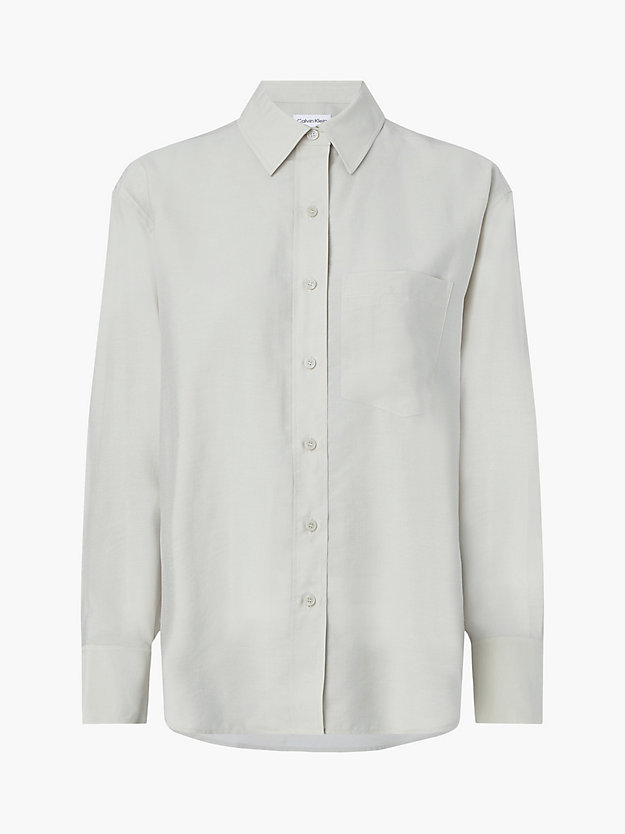 moss gray oversized sheer tencel shirt for women calvin klein