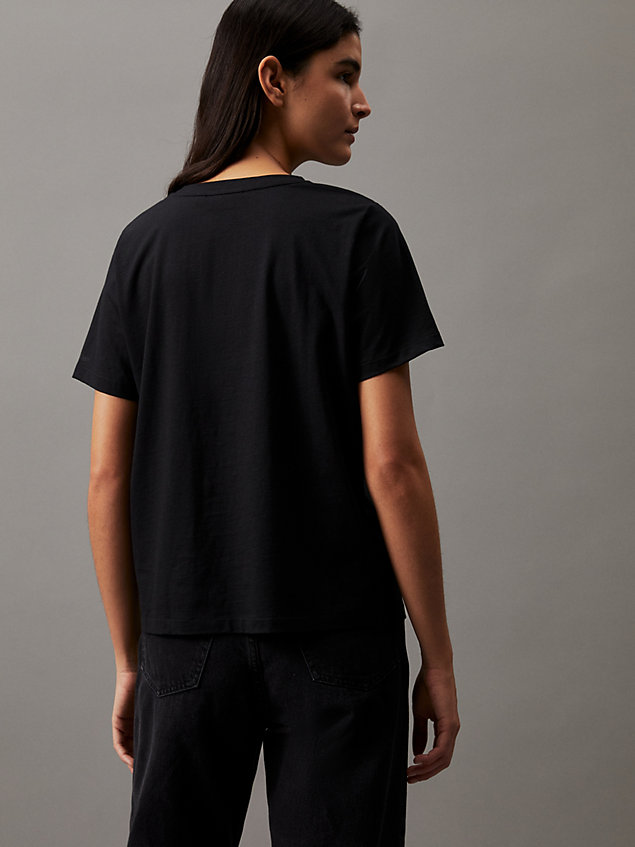 black t-shirt z miękkiej bawełny dla kobiety - calvin klein
