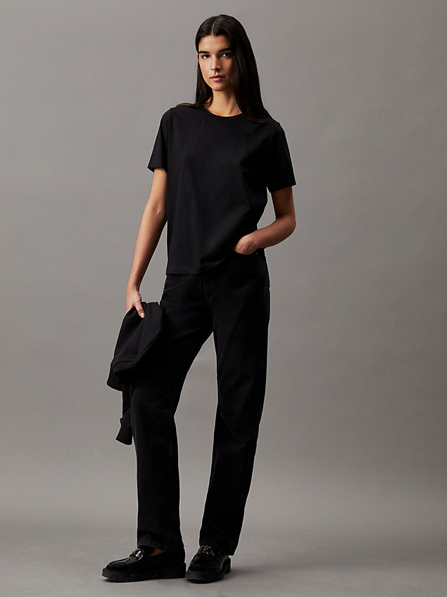 black t-shirt z miękkiej bawełny dla kobiety - calvin klein