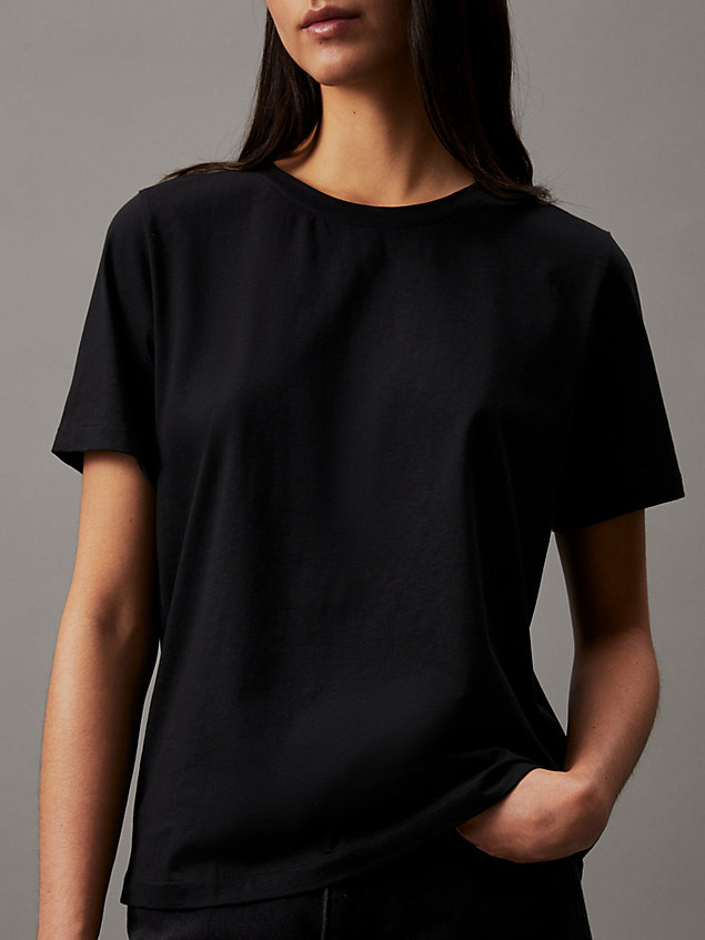 t-shirt in morbido cotone black da donna calvin klein