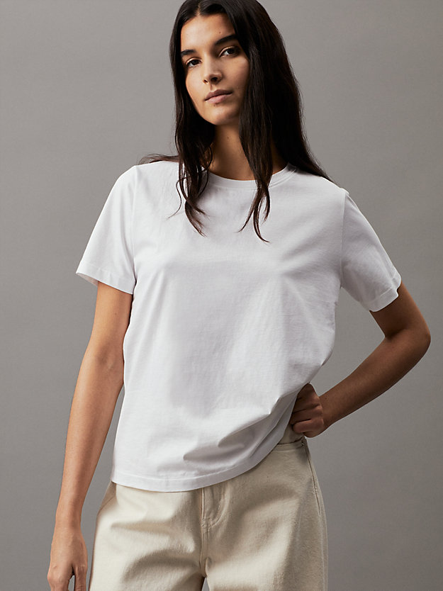 bright white t-shirt z miękkiej bawełny dla kobiety - calvin klein