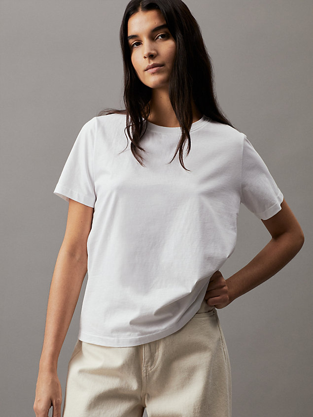 camiseta de algodón suave white de mujer calvin klein
