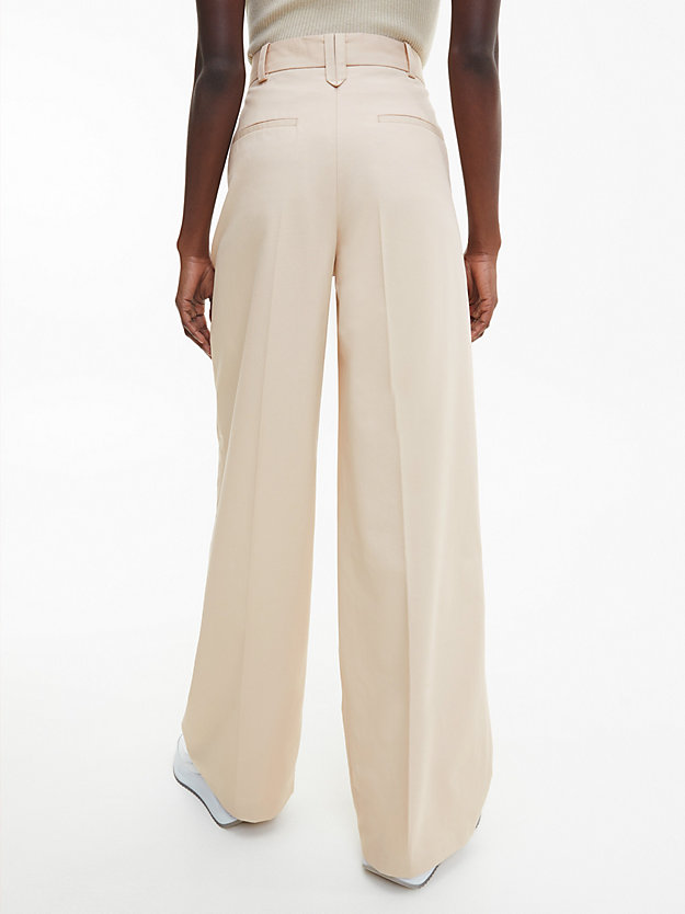 WHITE CLAY Wide Leg Recycled Twill Trousers for women CALVIN KLEIN