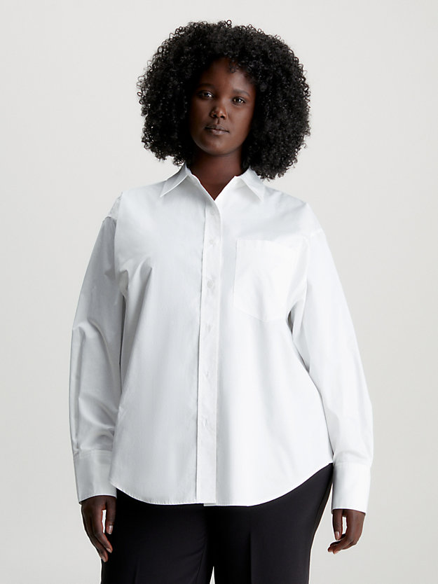 BRIGHT WHITE Swobodna koszula z bawełnianej satyny dla Kobiety CALVIN KLEIN