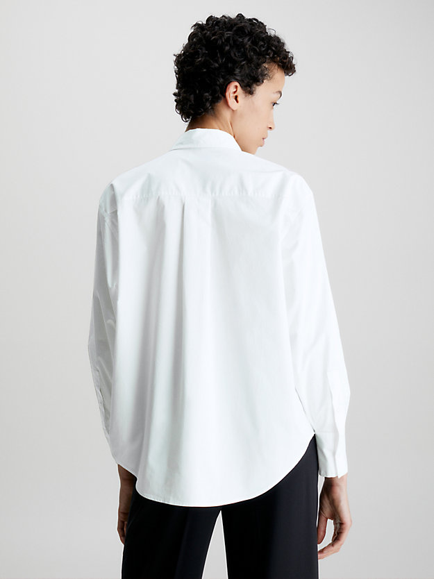 bright white relaxed cotton satin shirt for women calvin klein