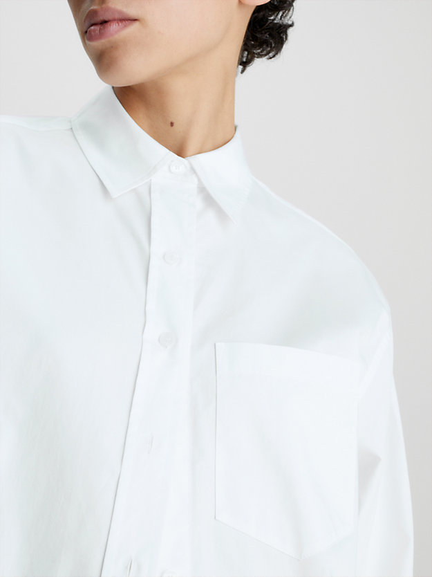 bright white lässiges shirt aus baumwoll-satin für damen - calvin klein