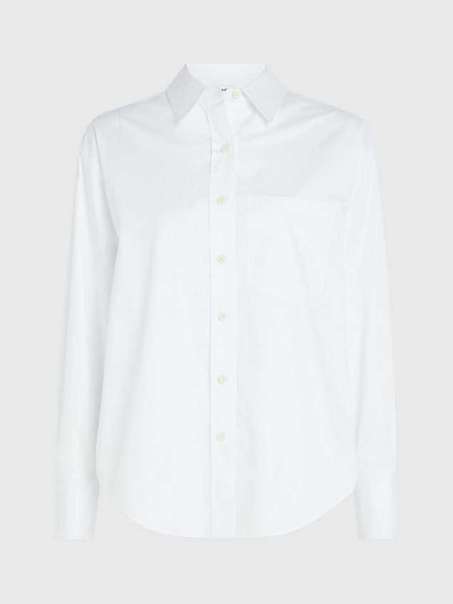 white relaxed overhemd van katoen satijn voor dames - calvin klein